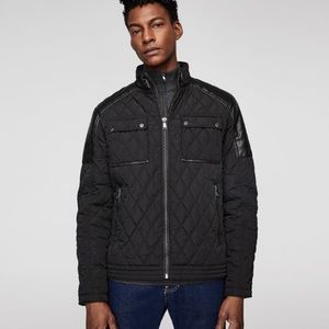 NWT Zara Men’s Coat with Leather Detail